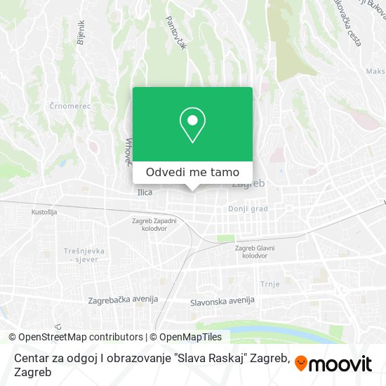 Karta Centar za odgoj I obrazovanje "Slava Raskaj" Zagreb