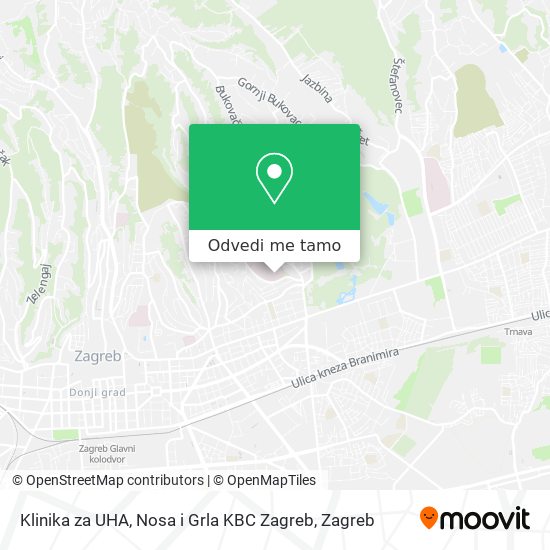 Karta Klinika za UHA, Nosa i Grla KBC Zagreb