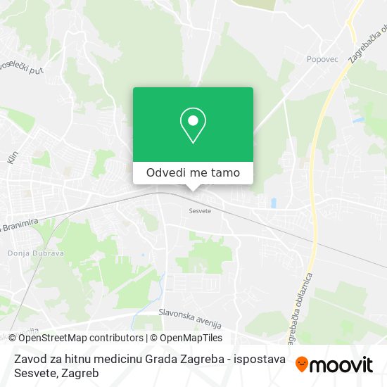 Karta Zavod za hitnu medicinu Grada Zagreba - ispostava Sesvete