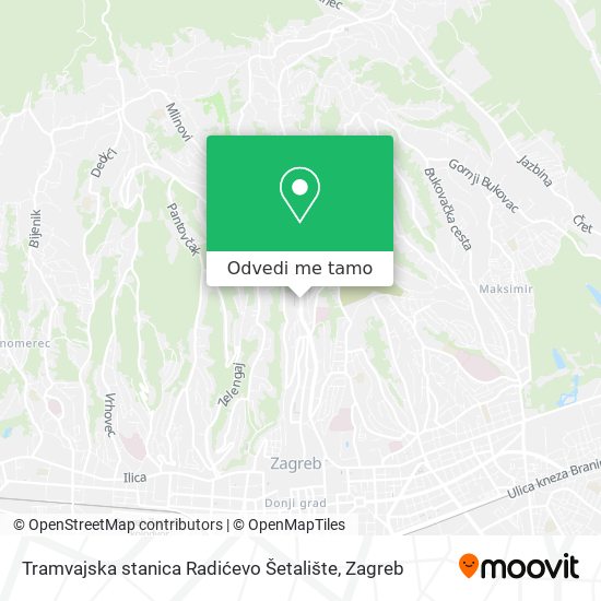 Karta Tramvajska stanica Radićevo Šetalište