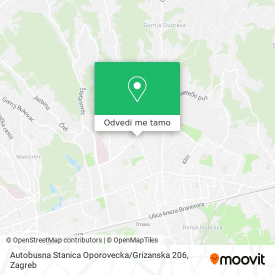 Karta Autobusna Stanica Oporovecka / Grizanska 206