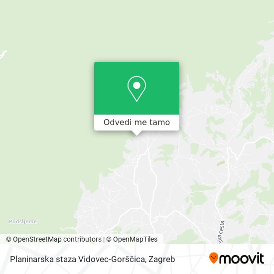 Karta Planinarska staza Vidovec-Gorščica