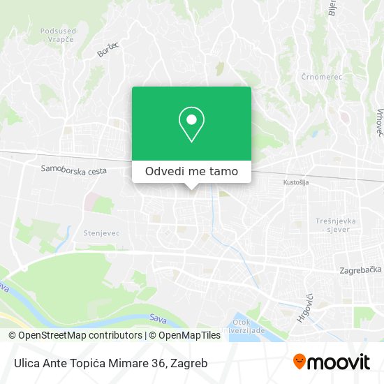 Karta Ulica Ante Topića Mimare 36