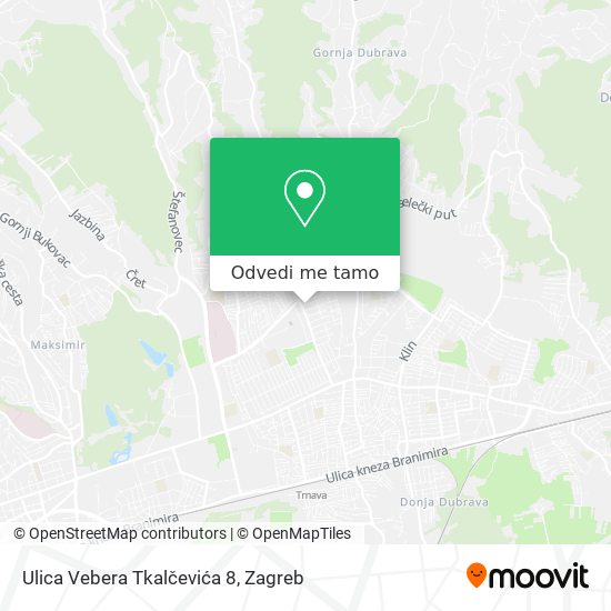 Karta Ulica Vebera Tkalčevića 8