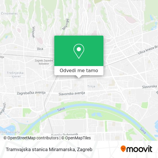 Karta Tramvajska stanica Miramarska