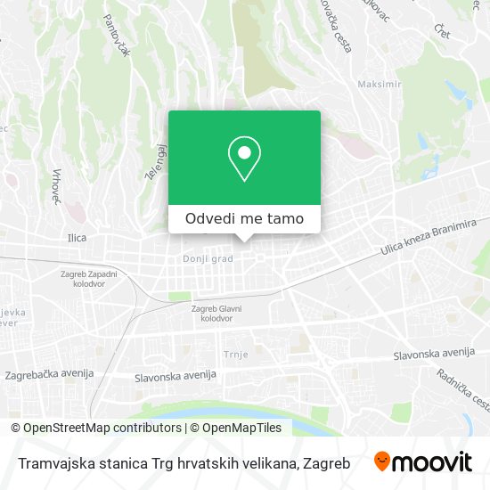 Karta Tramvajska stanica Trg hrvatskih velikana