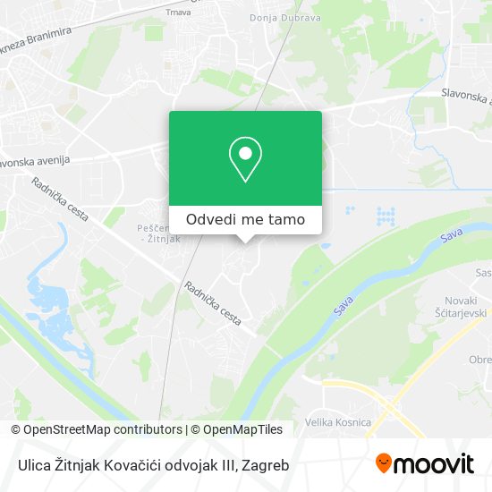 Karta Ulica Žitnjak Kovačići odvojak III