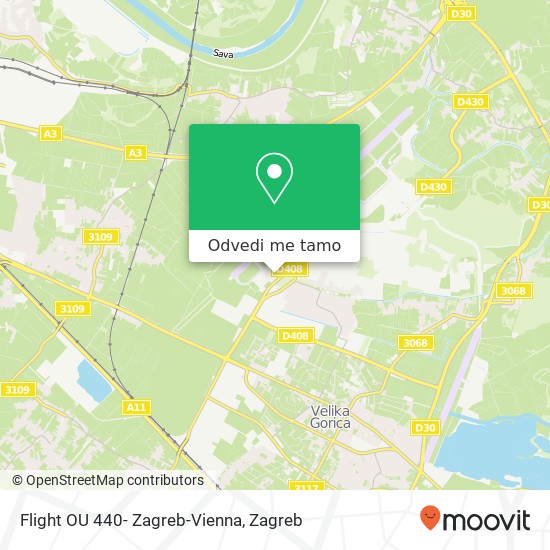 Karta Flight OU 440- Zagreb-Vienna