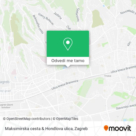 Karta Maksimirska cesta & Hondlova ulica