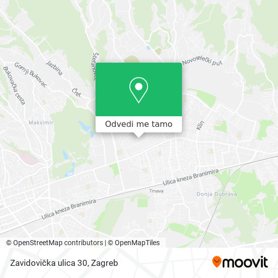 Karta Zavidovička ulica 30