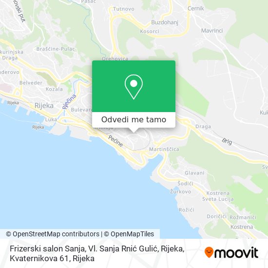 Karta Frizerski salon Sanja, Vl. Sanja Rnić Gulić, Rijeka, Kvaternikova 61