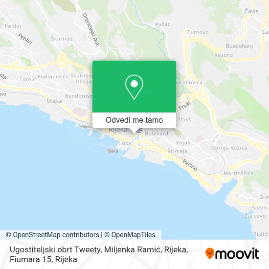Karta Ugostiteljski obrt Tweety, Miljenka Ramić, Rijeka, Fiumara 15