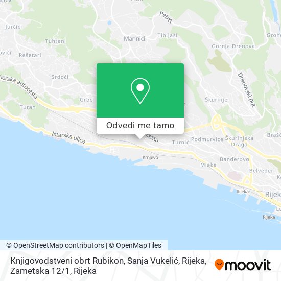 Karta Knjigovodstveni obrt Rubikon, Sanja Vukelić, Rijeka, Zametska 12 / 1