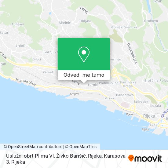 Karta Uslužni obrt Plima Vl. Živko Barišić, Rijeka, Karasova 3