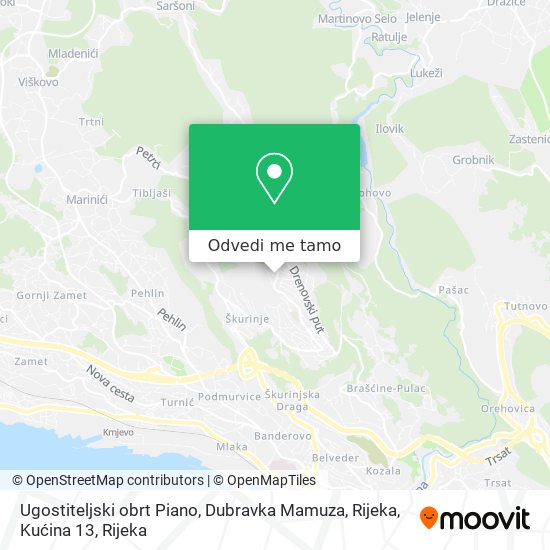 Karta Ugostiteljski obrt Piano, Dubravka Mamuza, Rijeka, Kućina 13