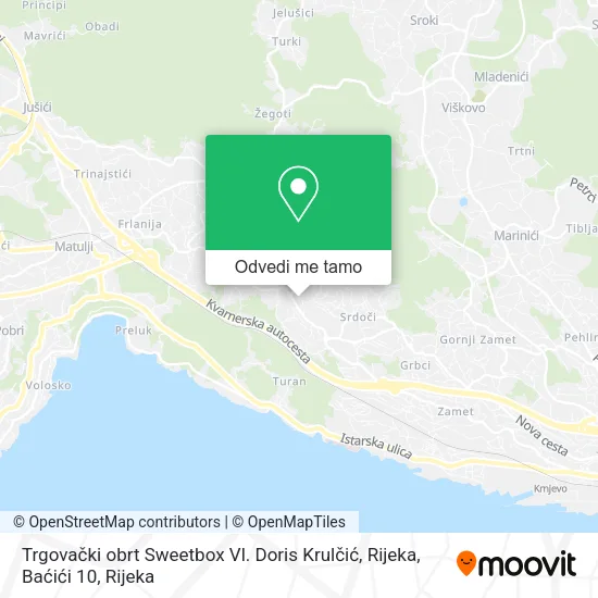Karta Trgovački obrt Sweetbox Vl. Doris Krulčić, Rijeka, Baćići 10