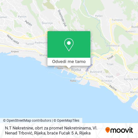 Karta N.T Nekretnine, obrt za promet Nekretninama, Vl. Nenad Trbović, Rijeka, braće Fućak 5 A