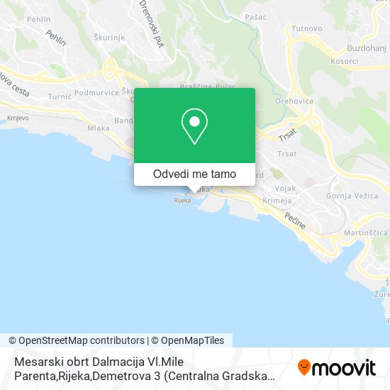 Karta Mesarski obrt Dalmacija Vl.Mile Parenta,Rijeka,Demetrova 3 (Centralna Gradska tržnica)