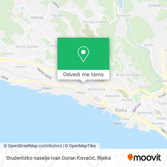 Karta Studentsko naselje Ivan Goran Kovačić