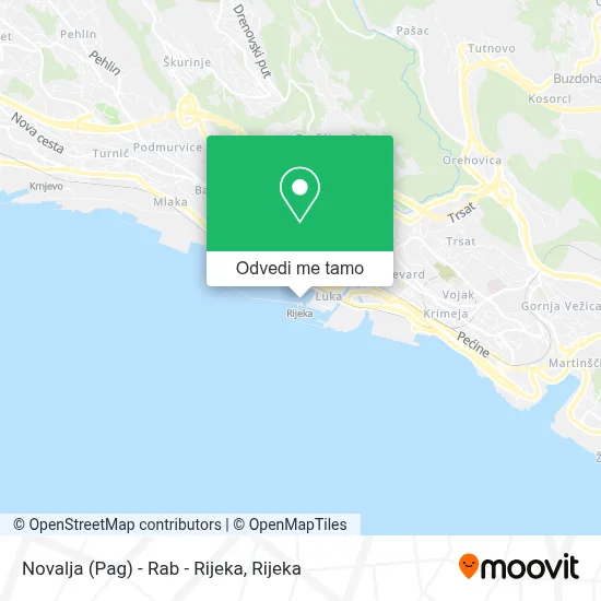 Karta Novalja (Pag) - Rab - Rijeka