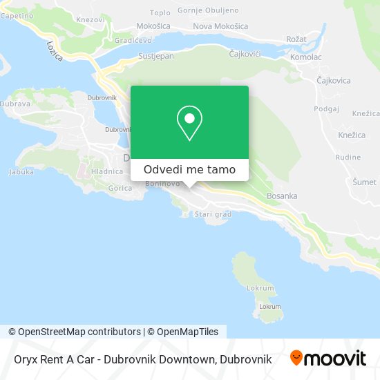 Karta Oryx Rent A Car - Dubrovnik Downtown