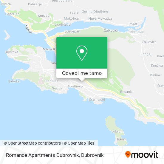 Karta Romance Apartments Dubrovnik