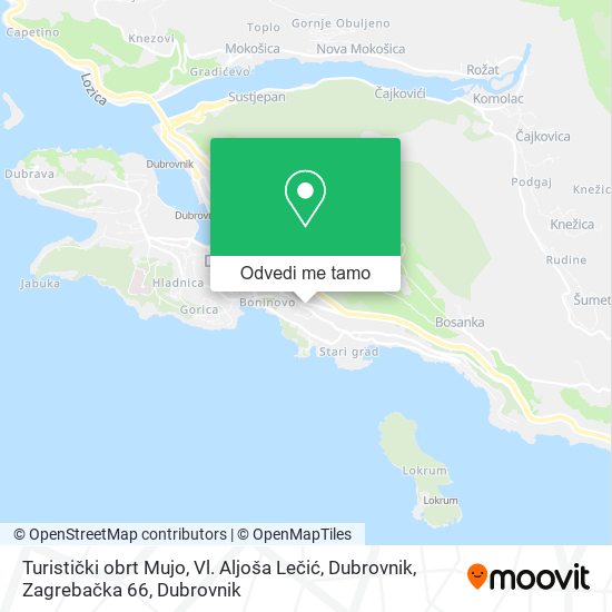 Karta Turistički obrt Mujo, Vl. Aljoša Lečić, Dubrovnik, Zagrebačka 66