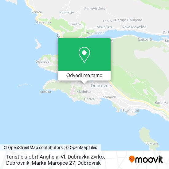 Karta Turistički obrt Anghela, Vl. Dubravka Zvrko, Dubrovnik, Marka Marojice 27