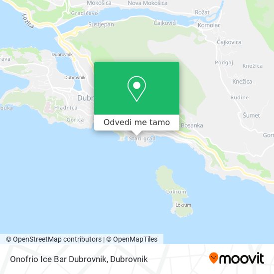 Karta Onofrio Ice Bar Dubrovnik