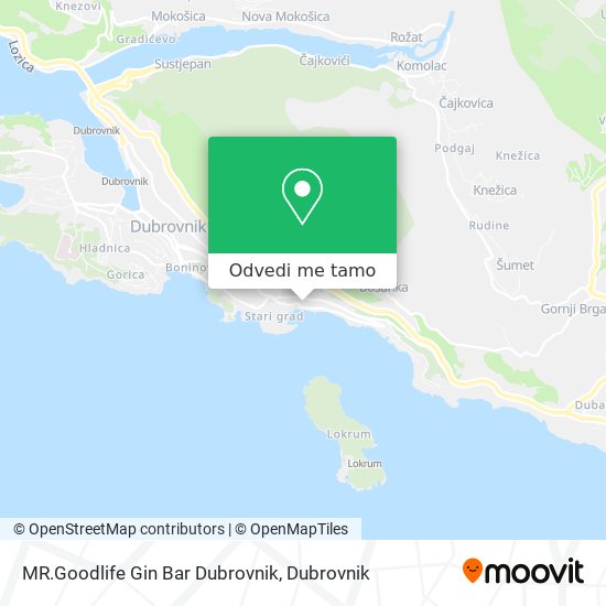 Karta MR.Goodlife Gin Bar Dubrovnik