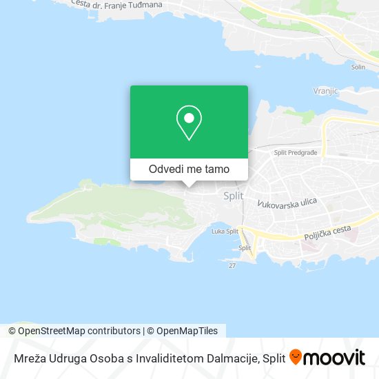 Karta Mreža Udruga Osoba s Invaliditetom Dalmacije