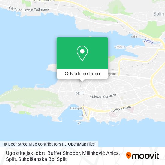 Karta Ugostiteljski obrt, Buffet Sinobor, Milinković Anica, Split, Sukoišanska Bb
