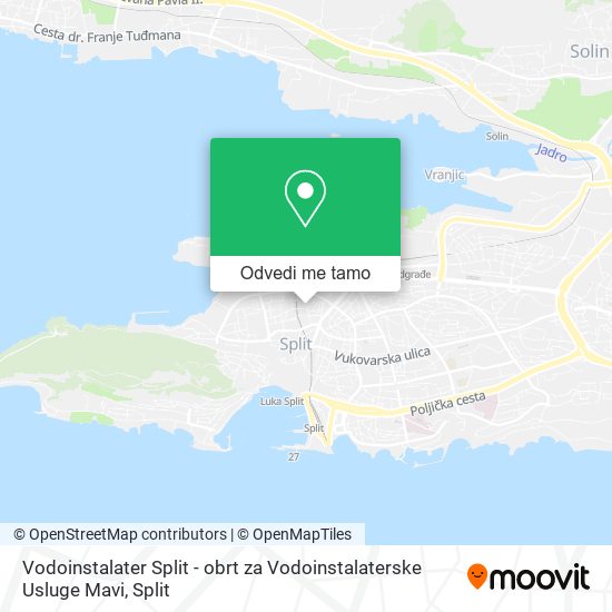 Karta Vodoinstalater Split - obrt za Vodoinstalaterske Usluge Mavi