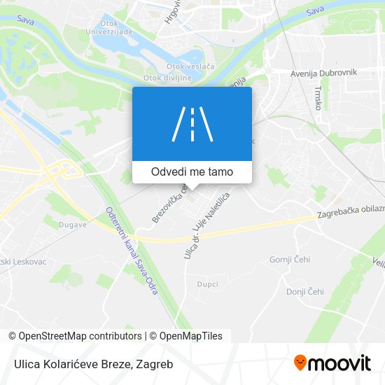 Karta Ulica Kolarićeve Breze