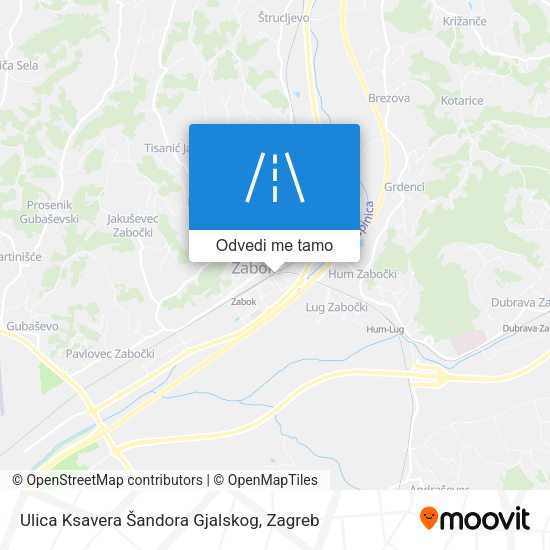 Karta Ulica Ksavera Šandora Gjalskog