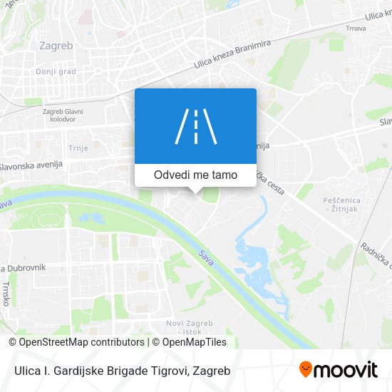 Karta Ulica I. Gardijske Brigade Tigrovi