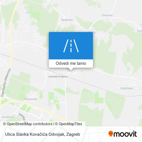 Karta Ulica Slavka Kovačića Odvojak