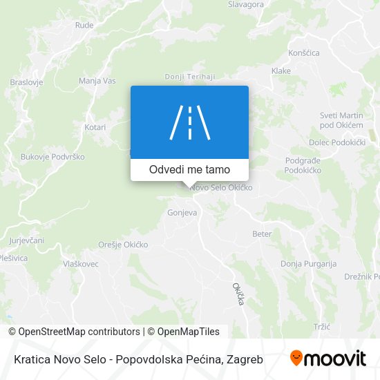 Karta Kratica Novo Selo - Popovdolska Pećina