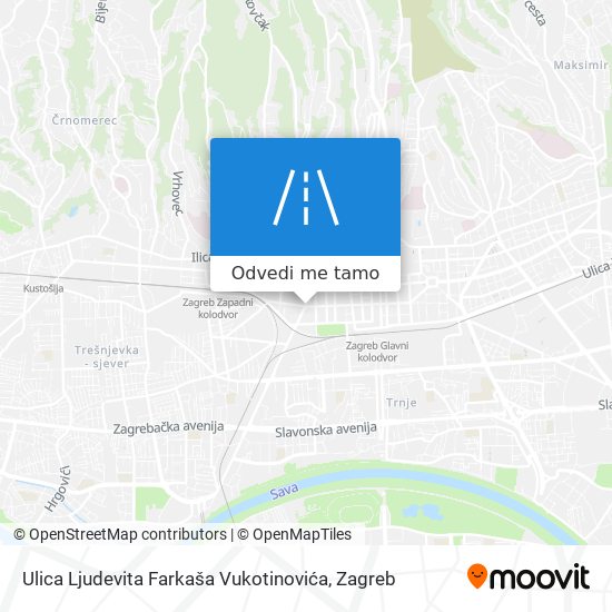 Karta Ulica Ljudevita Farkaša Vukotinovića