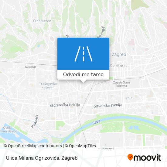 Karta Ulica Milana Ogrizovića