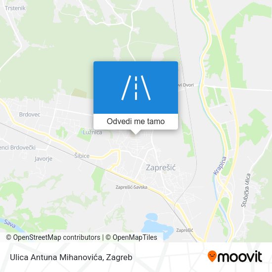 Karta Ulica Antuna Mihanovića