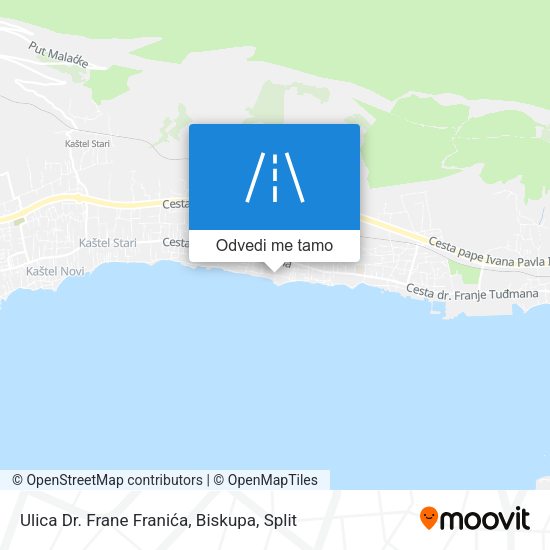 Karta Ulica Dr. Frane Franića, Biskupa