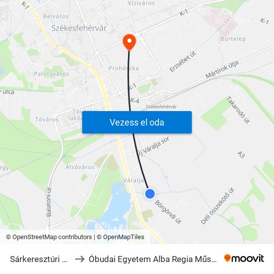 Sárkeresztúri Út / Börgöndi Út to Óbudai Egyetem Alba Regia Műszaki Kar Geoinformatikai Intézet map