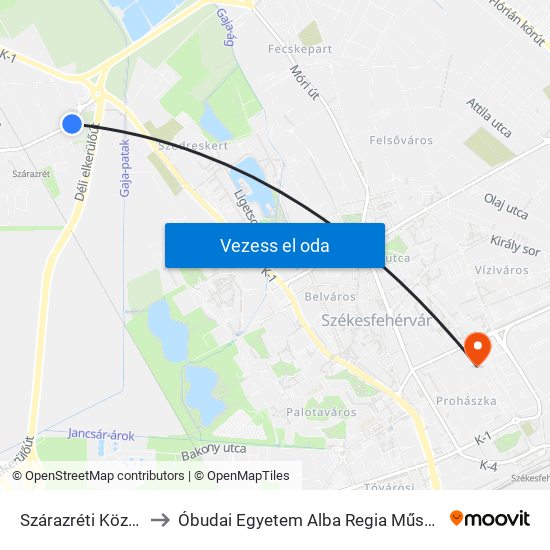 Szárazréti Közösségi Központ to Óbudai Egyetem Alba Regia Műszaki Kar Geoinformatikai Intézet map