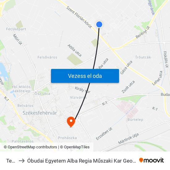 Tesco to Óbudai Egyetem Alba Regia Műszaki Kar Geoinformatikai Intézet map