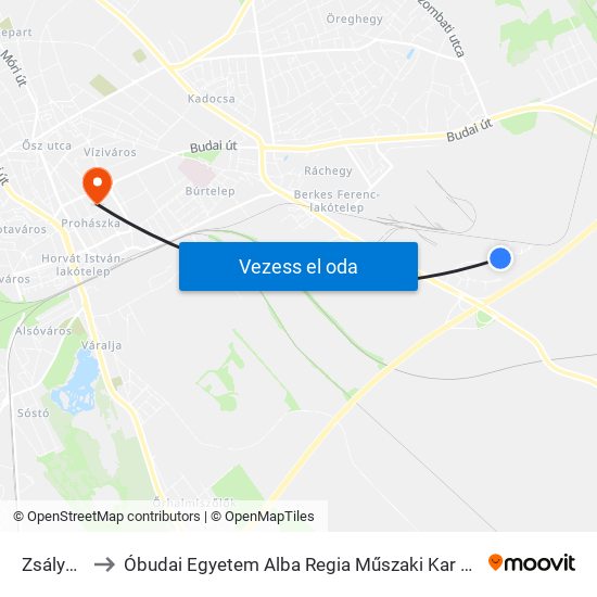 Zsálya Utca to Óbudai Egyetem Alba Regia Műszaki Kar Geoinformatikai Intézet map