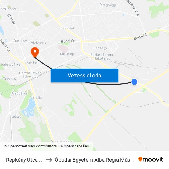 Repkény Utca / Seregélyesi Út to Óbudai Egyetem Alba Regia Műszaki Kar Geoinformatikai Intézet map