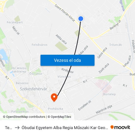 Tesco to Óbudai Egyetem Alba Regia Műszaki Kar Geoinformatikai Intézet map