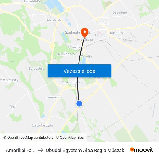 Amerikai Fasor Forduló to Óbudai Egyetem Alba Regia Műszaki Kar Geoinformatikai Intézet map