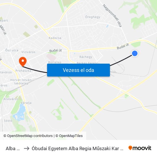 Alba Aréna to Óbudai Egyetem Alba Regia Műszaki Kar Geoinformatikai Intézet map